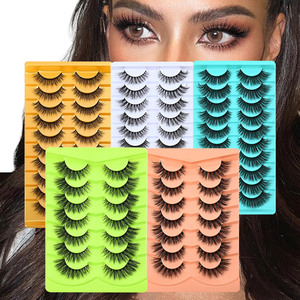Faux cils en cheveux synthétiques, longueurs mixtes, spectaculaires, volumineux, bande complète, réutilisables, faits à la main, extensions de cils pour maquillage, vente en gros - Product Image 1