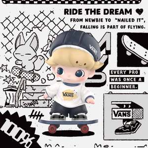 Figura Coleccionable Auténtica POP MART DIMOO WORLD X <span class=keywords><strong>VANS</strong></span> Ride the Dream, Juguete Artístico de Skateboard Boy, Regalo, Adorno de Escritorio - Product Image 6