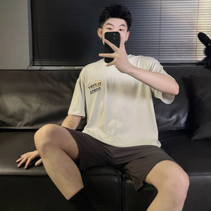 <span class=keywords><strong>ชุด</strong></span><span class=keywords><strong>นอน</strong></span>ผู้ชายคอกลมสั้นสองชั้นคอตตอนลำลองระบายอากาศได้ดี - Product Image 3