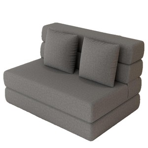 Modular <b>Sofa</b> Bed L-Shape Gray Foam Foldable Convertible For <b>Small</b> Apartments - Product Image 2