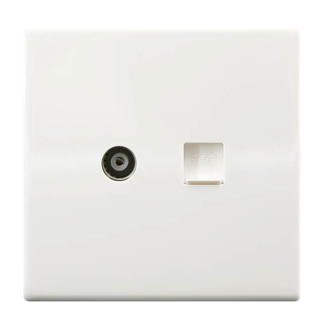 Good Quality Uk Standard One Gang Telephone Socket White 1gang TV Telephone Socket