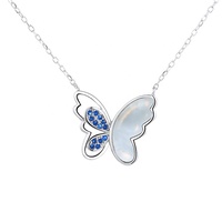 Collier papillon en argent sterling 925 avec pierre verte pour filles, bijoux Yaeno Fine Jewelry
