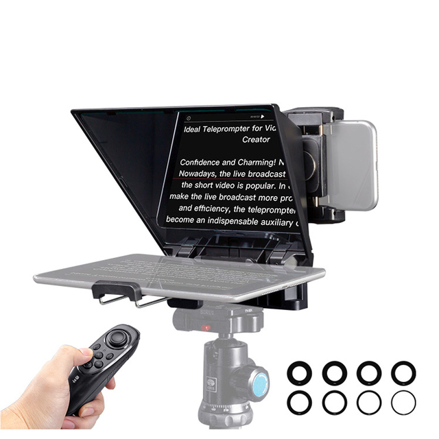 For Feelworld TP2A 8-Inch Portable Teleprompter Compatible with Smartphone Tablet & DSLR Camera for Radio & TV Broadcasting