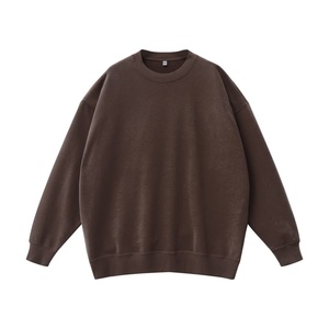 Men's Oversized O-Neck Sweatshirt 400gsm French Terry Knitted Garment Washed Vintage Look Drop Shoulder Loose Fit Autumn Streetw - Product Image 1