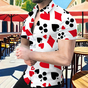 Men's Casual Single Breasted Turn-down Collar Short Sleeve Printed Eco-Friendly Broadcloth 120g Shirt Summer Anti-Wrinkle - Product Image 2