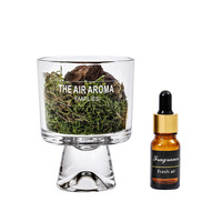 Cawan Aroma Diffuser Kayu Pinus, Kaca, dan Bunga, Bebas Alkohol, Gaya Hutan, Aromaterapi Tanpa Api, 10ml Minyak Esensial untuk Rumah