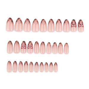 <span class=keywords><strong>Uñas</strong></span> Postizas Acrílicas con Estampado de Leopardo Francés de <span class=keywords><strong>Invierno</strong></span>, Diseño de Perlas y Lazo de Alta Gama, <span class=keywords><strong>Uñas</strong></span> Postizas Medianas en Forma de Almendra para Dedos, Venta al por Mayor - Product Image 2