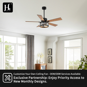 Chandelier fan modern design crystal 42-inch 5-blade luxury ceiling fan with <b>lamp</b> and remote control - Product Image 5