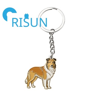 Porte-clés en métal émaillé personnalisé en gros, mignon, avec motif de chien Border Collie, Llavero, porte-clés, <span class=keywords><strong>Sheltie</strong></span>, Berger écossais, émail doux et dur, porte-clés pour chien - Product Image 3