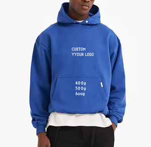 Custom Embroidered Hooded Hoodie High Quality Unisex Pullover Realism Custom Logo US Size Silk Screen Printed Blue Winter Men
