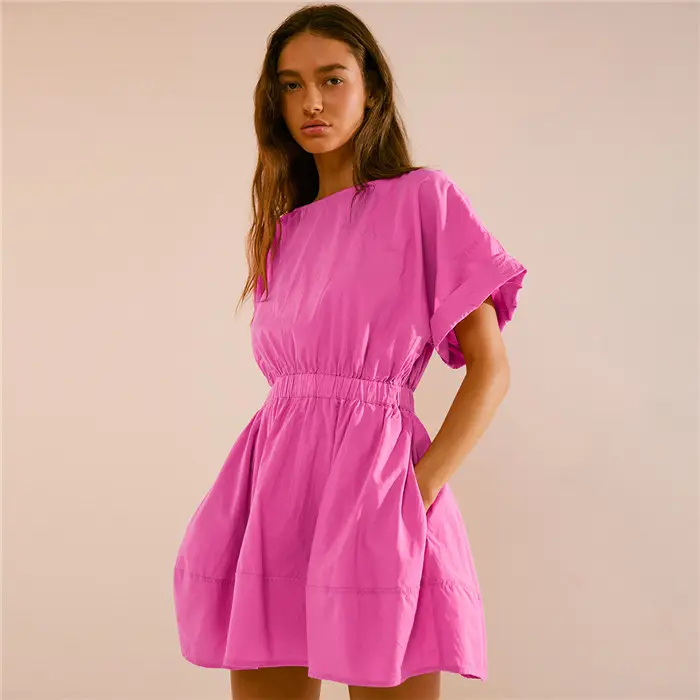 Classical Style 2024 New Minimalist dress Summer Women Youthful Elastic Waist Commuter Holiday Dresses