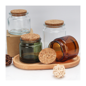 Vases à bougies personnalisés de luxe 100ml 200ml, style écologique, pots à bougies vides avec couvercle en liège - Product Image 1