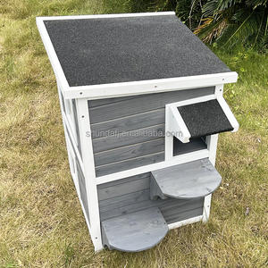 SDCH008 2 층 야외 고양이 집 공장 나무 고양이 집 상자 야외 고양이 집 비바람에 견디는 - Product Image 5