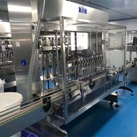 Línea automática de llenado de botellas de gel, máquina de llenado de champú de 12 cabezas, máquina de llenado de botellas para el cuidado de la piel, máquina embotelladora de detergente