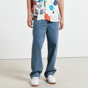 100% Cotton Wide Leg <strong>Jeans</strong> for Men Long Style <strong>Customized</strong> <strong>Label</strong> Men Blue <strong>Jeans</strong> - Product Image 2