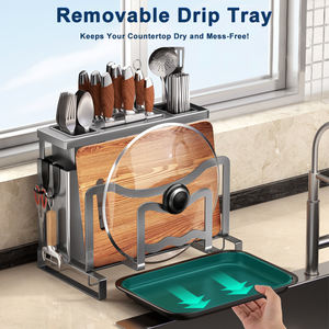 Étendoir à vaisselle en acier inoxydable antirouille 2 niveaux grand égouttoir à vaisselle pour comptoir de cuisine égouttoir porte-ustensile - Product Image 3