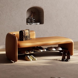<span class=keywords><strong>Banc</strong></span> de luxe moderne empilable pour l'entrée, idéal pour hôtels, en <span class=keywords><strong>bois</strong></span> et cuir, avec rangement long pour suspendre les vêtements - Product Image 2