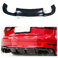 Accessoire de réglage dynamique, style sport, motif en fibre de carbone, pare-chocs, diffuseur arrière, kit carrosserie d'échappement, plastique, nouveau, Audi A3 S3