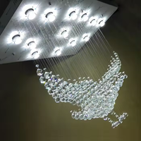 Lustre Zeal Lighting personnalisé, design aigle vintage, cristal K9, goutte de pluie, lumière blanc chaud réglable, pour projet hôtelier