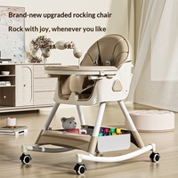 Chaise haute bébé légère 3 en 1 convertible, transat pliable et inclinable, avec roulettes et réglages ajustables