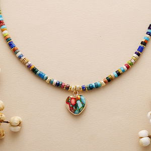 Thời trang mới sang trọng cầu vồng <span class=keywords><strong>chakra</strong></span> tim quyến rũ Mặt dây chuyền đá Choker Vòng cổ cho món quà - Product Image 2