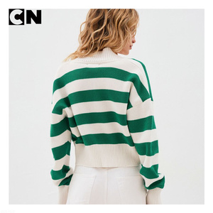 Pulls pour femmes usine directe en gros chaud acrylique contraste couleur conception ample tricoté Cardigan pull veste pour décontracté - Product Image 3