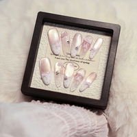 Faux ongles personnalisés avec logo sur mesure, effet œil de chat, French manucure, nœud et dentelle, de luxe, à presser, pour mariage