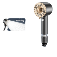 Pommeau de Douche Double Turbine avec Filtre Pressurisé 3 Fonctions, Douchette Portable pour Accessoires de Robinet de Salle de Bain