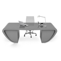 Bureau de direction moderne en marbre blanc incurvé, mobilier de bureau, table d'ordinateur et chaise pour la maison