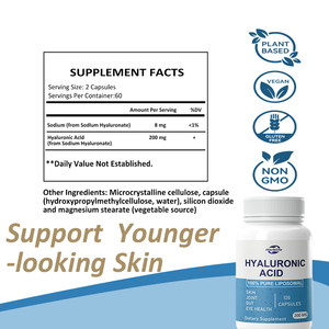 Capsules d'acide hyaluronique liposomale OEM sous marque privée 200 mg, 120 capsules, complément alimentaire pour la santé de la peau, des articulations, de l'intestin et des yeux - Product Image 2