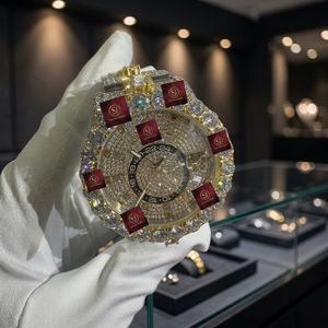 Montre de luxe unisexe Shreeji Jewels avec diamants, 42 mm, analogique, mécanique, boîtier en métal, bracelet en acier inoxydable, fermoir déployant, alarme puissante - Product Image 3