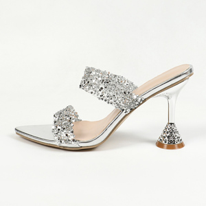 Sandales à talons hauts élégantes à strass pointus, nouvelle collection été 2024, chaussures en promotion - Product Image 6