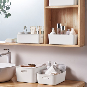 Stackable nhựa trắng lưu trữ container Thùng với xử lý cho nhà hoặc văn phòng tổ chức Lưu trữ bin với nắp phẳng - Product Image 5