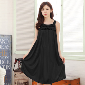 Summer Sexy Girls Plus-sized Middle-aged and <strong>Elderly</strong> <strong>Women</strong> Ice Silk Silk Sexy Vest Nightdress