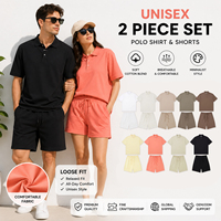 OEM/ODM fabrikant op maat gemaakte 280gsm zware katoenen poloshortset heren 2-delige pak