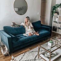 Canapé sectionnel moderne en velours vert foncé, canapé droit de luxe en tissu pour projets hôteliers et résidentiels