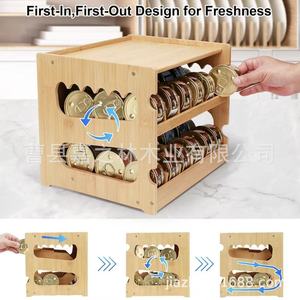 Estante de Almacenamiento de Comida para Mascotas de Madera, Organizador de Golosinas para Perros y Gatos de Doble Capa, Color Natural, Multifuncional - Product Image 3