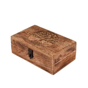 Wooden Tree Of Life <b>Box</b> Flip Top <b>Locking</b> Clasp Jewelry Storage Antique Finished Solid Wood 1-3L Capacity - Product Image 5