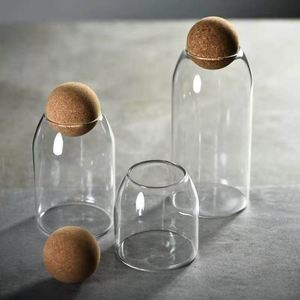 Pot en verre borosilicate rond de 500 ml, transparent, pour le stockage des aliments, avec bouchon en liège, bouteille de stockage pour les grains de café et les épices de cuisine - Product Image 4
