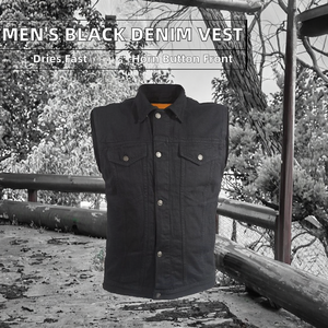Chaleco Vaquero Informal sin Mangas para Hombre AINI WEAR, Negro, de Secado Rápido, Transpirable, con Cierre de Botones de Cuerno, Cuatro Bolsillos, Estilo Urbano para Invierno - Product Image 2