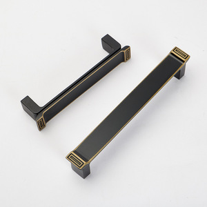 Furniture Handle Bar Zinc Alloy <b>Black</b> Gold Plated Modern Cabinet Hardware Drawer Pull - Product Image 1