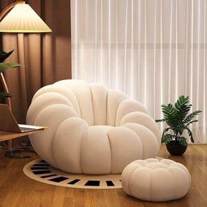 Venta Directa: Sofá Seccional de Diseño Nórdico Moderno de Lujo, Sofá Individual Redondo de Tela con Otomana para Sala de Estar - Product Image 6