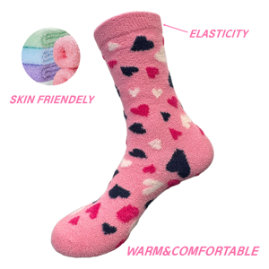 <span class=keywords><strong>Chaussettes</strong></span> d'<span class=keywords><strong>hiver</strong></span> colorées à motif personnalisé <span class=keywords><strong>pour</strong></span> femme, <span class=keywords><strong>chaussettes</strong></span> douces et épaisses en fourrure <span class=keywords><strong>pour</strong></span> filles, <span class=keywords><strong>chaussettes</strong></span> thermiques confortables et moelleuses de couleur violette et rose - Product Image 4