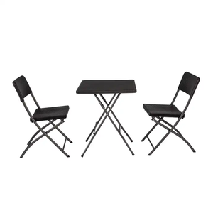 Commercio all'ingrosso all'aperto giardino giardino patio caffè rattan portatile in <span class=keywords><strong>plastica</strong></span> marrone pieghevole tavolo e sedia set - Product Image 6