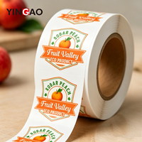 Étiquettes autocollantes en vinyle imperméable personnalisées, durables, en forme de cosmétique, pour l'emballage de fruits et légumes biologiques, en rouleau