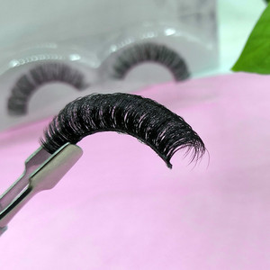 beauty private label d curl eyelashes Russian lash faux mink 15mm D curl deep wink winged eyelash extensions full strip lashes