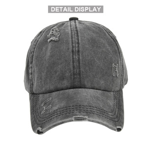 Custom logo Baseball Caps Distressed Washed Baseball Caps Breathable Cotton Adjustable Sunshade High Ponytail <b>Hat</b> For <b>Women</b> - Product Image 2