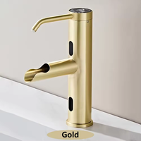 Robinet de salle de bain intelligent moderne monotrou sans contact, double capteur, avec distributeur de savon, cartouche céramique, eau chaude et froide