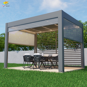 Hanrui Ce Certifié Smart Automatique Motorisé Intimité Zip Screen Roller Stores Louvre pour l'Extérieur Bioclimatique Pergolas en Aluminium - Product Image 2