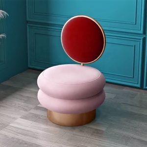 Nordic Light Luxury Makeup Ottoman Chairs <strong>Bedroom</strong> Vanity Table <strong>Stools</strong> Simple Metal Frame Makeup Chairs - Product Image 3